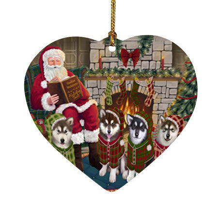 Christmas Cozy Holiday Tails Alaskan Malamutes Dog Heart Christmas Ornament HPOR55443