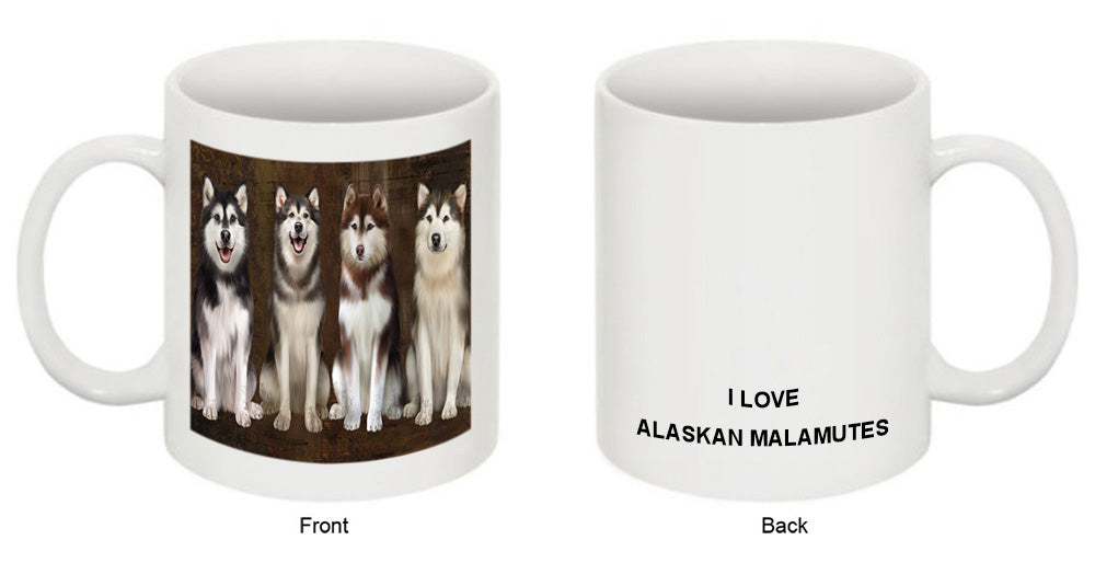 Rustic 4 Alaskan Malamutes Dog Coffee Mug MUG49751