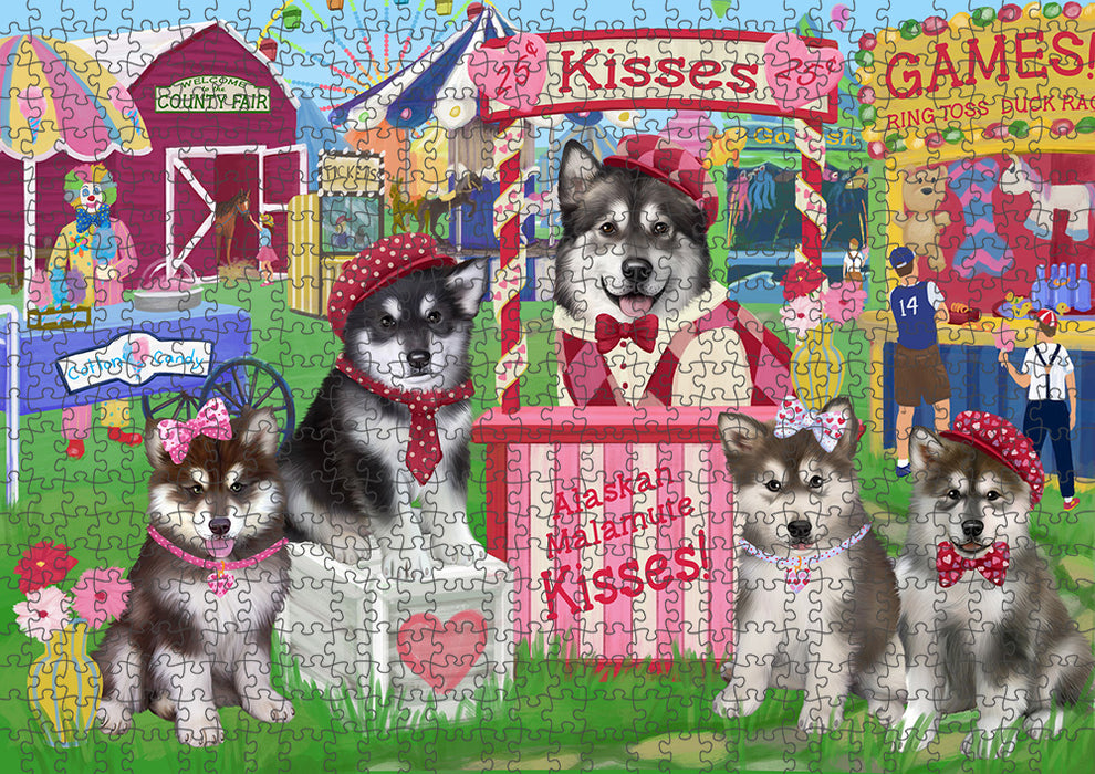 Carnival Kissing Booth Alaskan Malamutes Dog Puzzle with Photo Tin PUZL93312