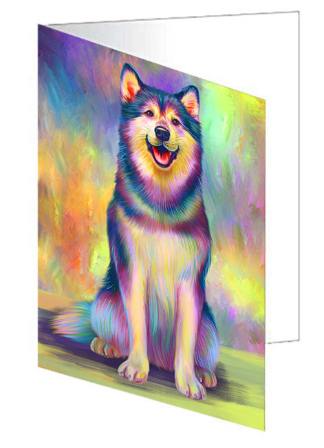 Paradise Wave Alaskan Malamute Dog Handmade Artwork Assorted Pets Greeting Cards and Note Cards with Envelopes for All Occasions and Holiday Seasons GCD74567