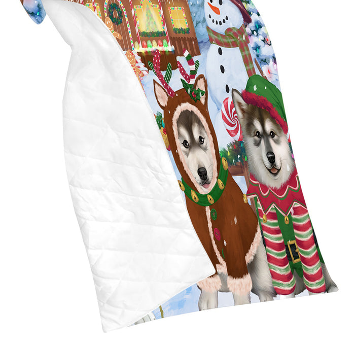 Holiday Gingerbread Cookie Alaskan Malamute Dogs Quilt