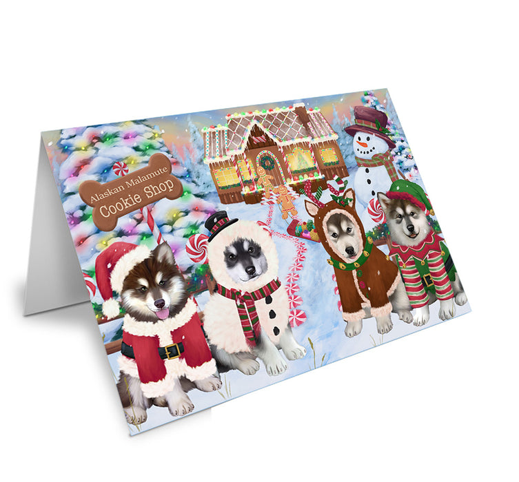 Holiday Gingerbread Cookie Shop Alaskan Malamutes Dog Handmade Artwork Assorted Pets Greeting Cards and Note Cards with Envelopes for All Occasions and Holiday Seasons GCD72794