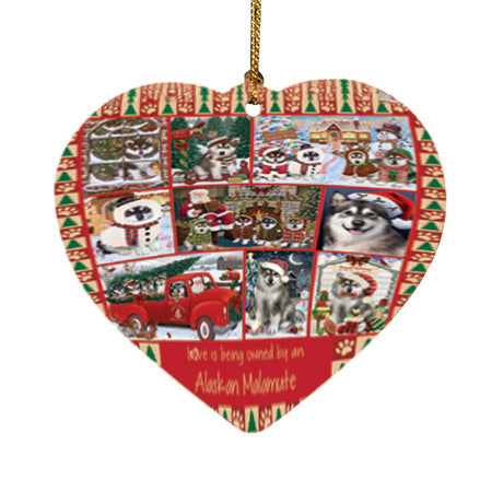 Love is Being Owned Christmas Alaskan Malamute Dogs Heart Christmas Ornament HPOR57815