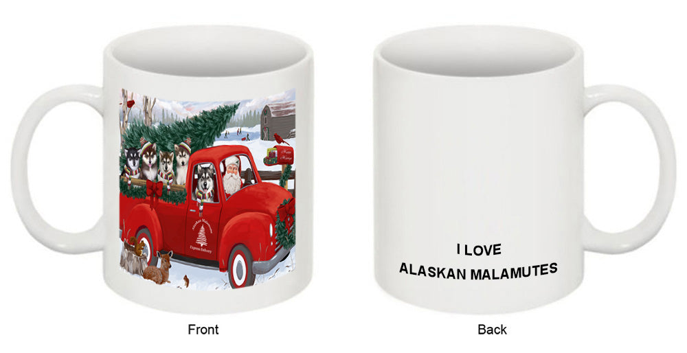 Christmas Santa Express Delivery Alaskan Malamutes Dog Family Coffee Mug MUG50396
