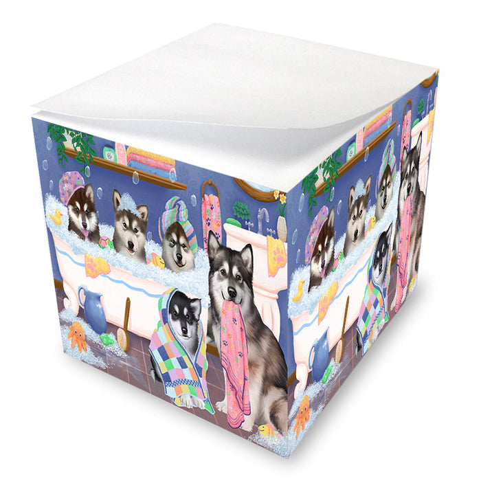 Rub A Dub Dogs In A Tub Alaskan Malamutes Dog Note Cube NOC54823