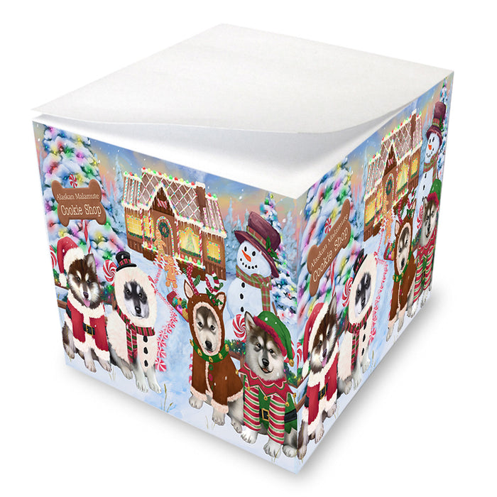 Holiday Gingerbread Cookie Shop Alaskan Malamutes Dog Note Cube NOC54165