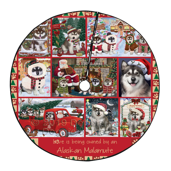 Love is Being Owned Christmas Alaskan Malamute Dogs Tree Skirt