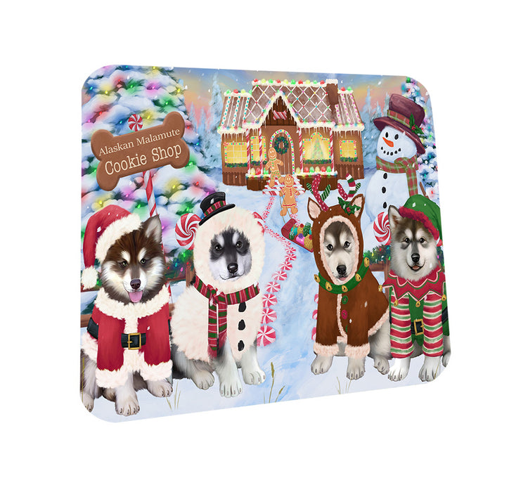 Holiday Gingerbread Cookie Shop Alaskan Malamutes Dog Coasters Set of 4 CST56051