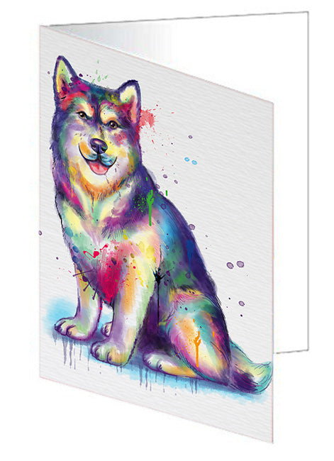 Watercolor Alaskan Malamute Dog Handmade Artwork Assorted Pets Greeting Cards and Note Cards with Envelopes for All Occasions and Holiday Seasons GCD76715