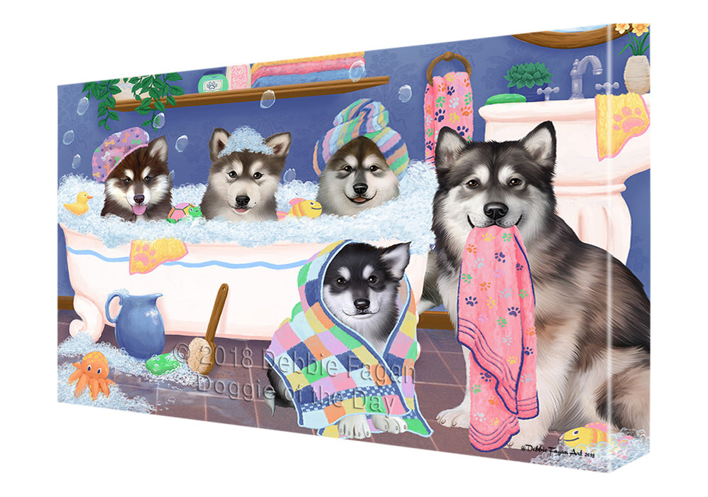 Rub A Dub Dogs In A Tub Alaskan Malamutes Dog Canvas Print Wall Art Décor CVS132983