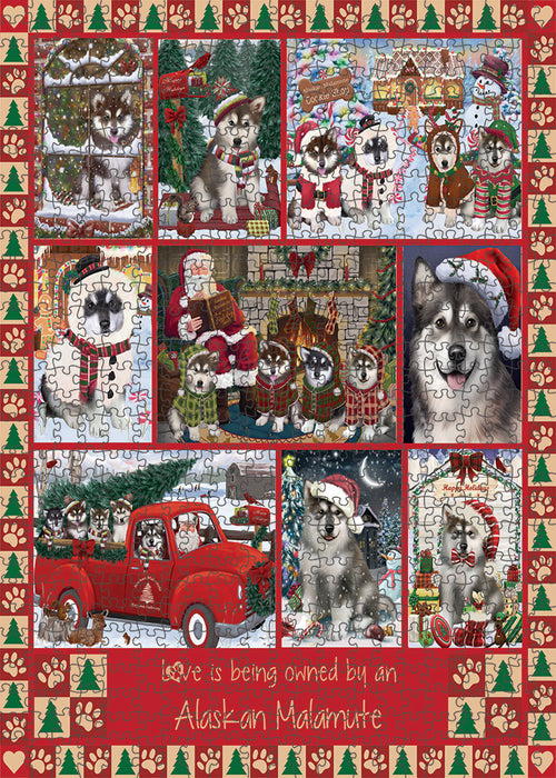 Love is Being Owned Christmas Alaskan Malamute Dogs Puzzle with Photo Tin PUZL99228