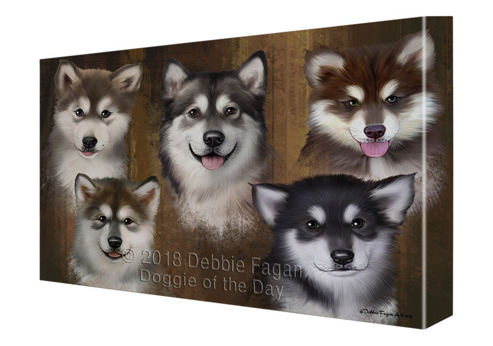 Rustic 5 Alaskan Malamutes Dog Canvas Wall Art CVS61437