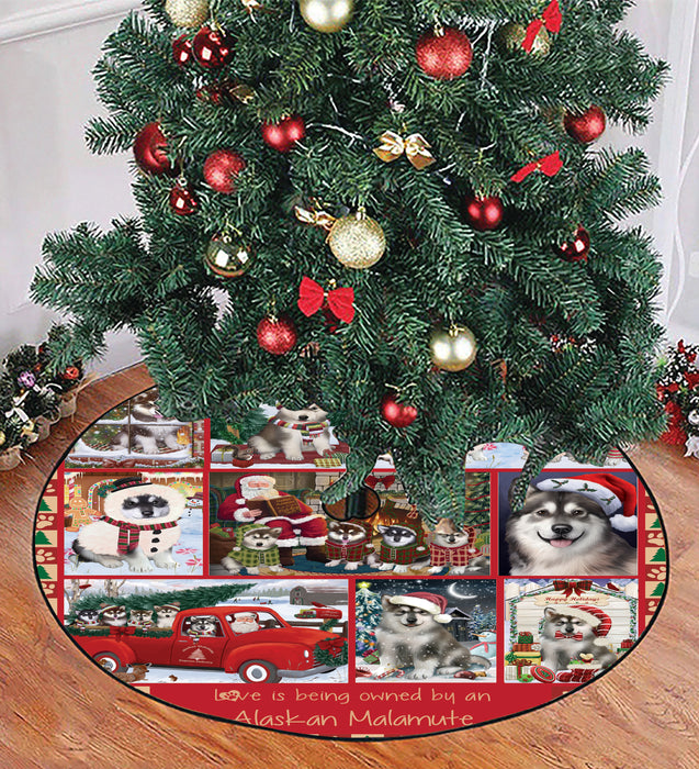 Love is Being Owned Christmas Alaskan Malamute Dogs Tree Skirt