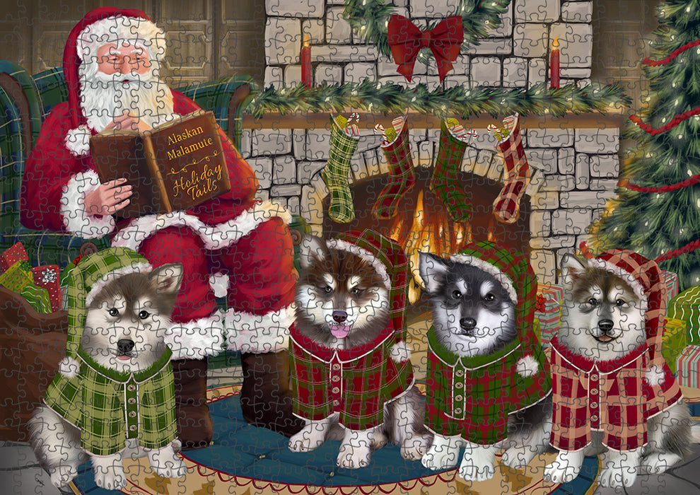 Christmas Cozy Holiday Tails Alaskan Malamutes Dog Puzzle with Photo Tin PUZL88552