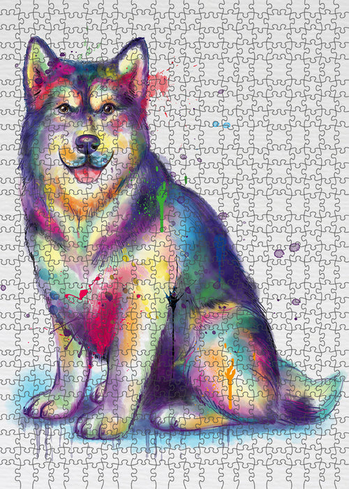 Watercolor Alaskan Malamute Dog Puzzle with Photo Tin PUZL97076