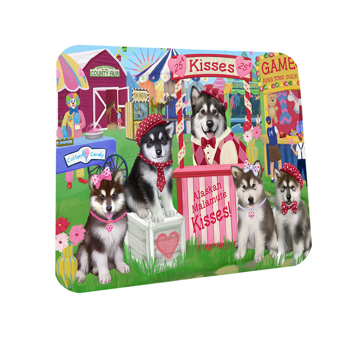 Carnival Kissing Booth Alaskan Malamutes Dog Coasters Set of 4 CST56236