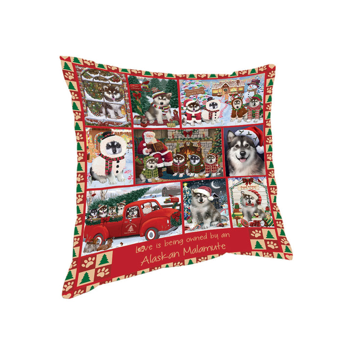 Love is Being Owned Christmas Alaskan Malamute Dogs Pillow PIL85612