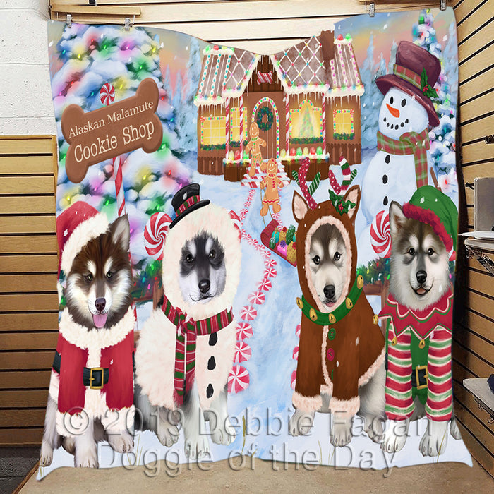 Holiday Gingerbread Cookie Alaskan Malamute Dogs Quilt