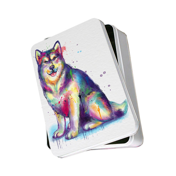 Watercolor Alaskan Malamute Dog Photo Storage Tin PITN57010