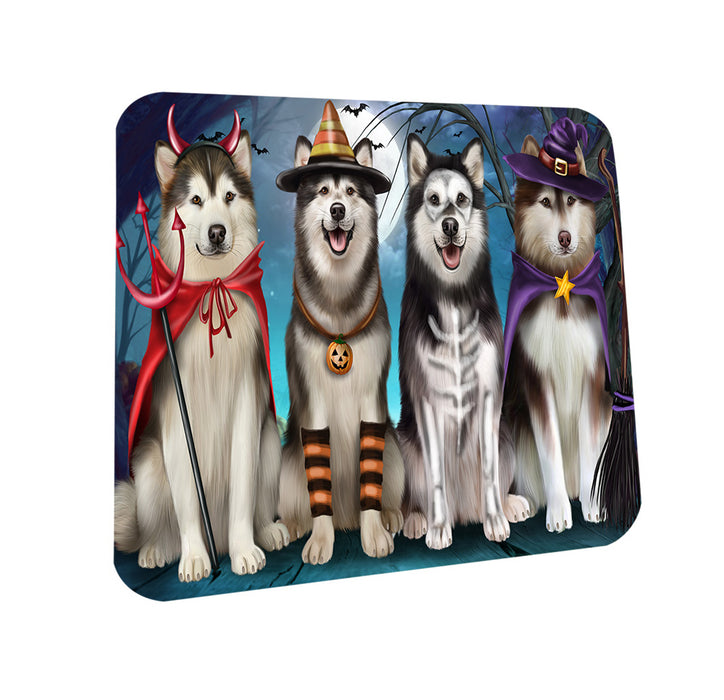 Happy Halloween Trick or Treat Alaskan Malamutes Dog Coasters Set of 4 CST54435
