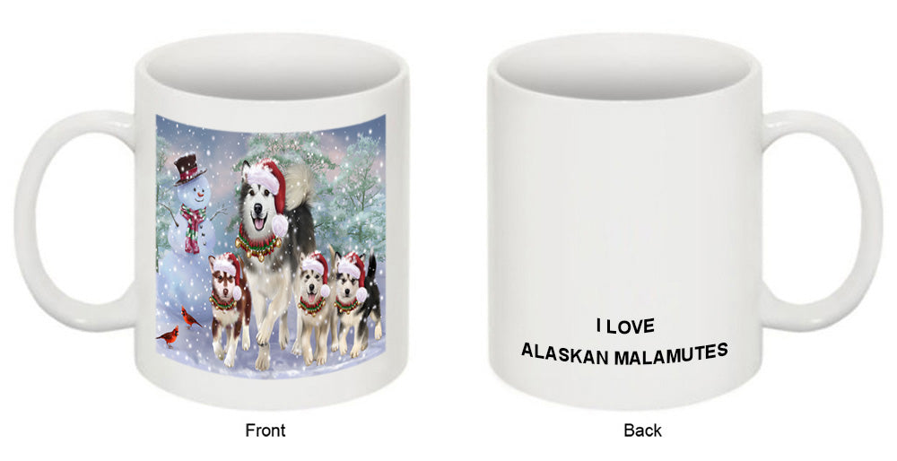 Christmas Running Family Alaskan Malamutes Dog Coffee Mug MUG50858