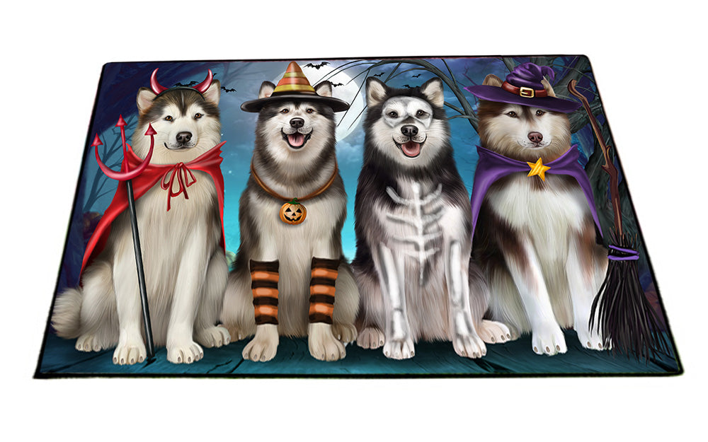 Happy Halloween Trick or Treat Alaskan Malamutes Dog Floormat FLMS54685
