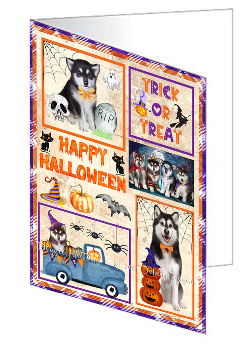 Happy Halloween Trick or Treat American Eskimo Dogs Handmade Artwork Assorted Pets Greeting Cards and Note Cards with Envelopes for All Occasions and Holiday Seasons GCD76370