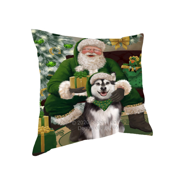 Christmas Irish Santa with Gift and Akita Dog Pillow PIL86664