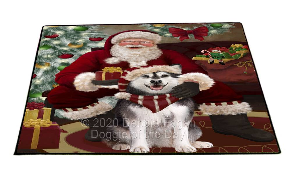 Santa's Christmas Surprise Alaskan Malamute Dog Indoor/Outdoor Welcome Floormat - Premium Quality Washable Anti-Slip Doormat Rug FLMS57355