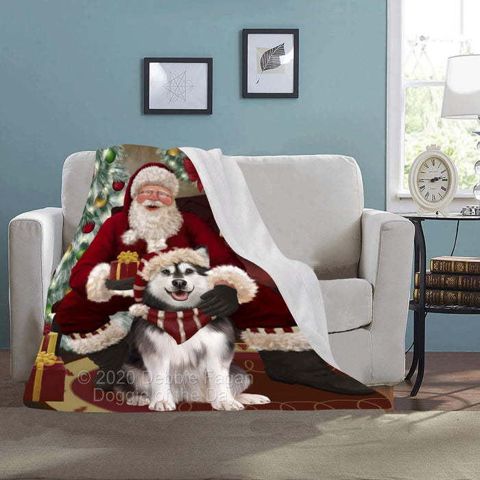 Santa's Christmas Surprise Alaskan Malamute Dog Blanket BLNKT142058