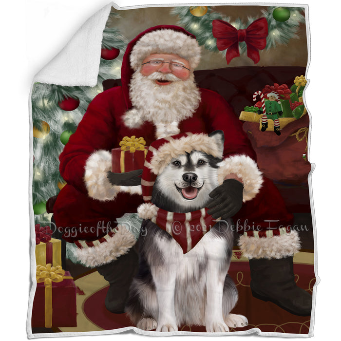 Santa's Christmas Surprise Alaskan Malamute Dog Blanket BLNKT142058