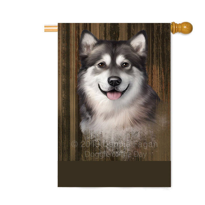 Personalized Rustic Alaskan Malamute Dog Custom House Flag FLG64465