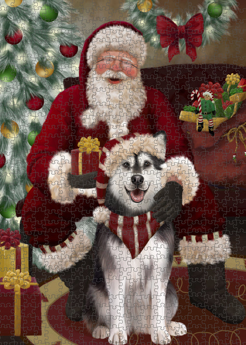 Santa's Christmas Surprise Alaskan Malamute Dog Puzzle with Photo Tin PUZL100676