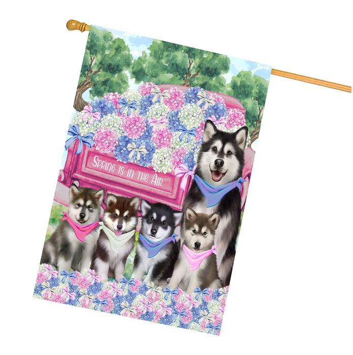 Alaskan Malamute Dogs House Flag: Explore a Variety of Personalized Designs, Double-Sided, Weather Resistant, Custom, Home Outside Yard Decor for Dog and Pet Lovers