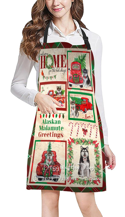 Welcome Home for Holidays Alaskan Malamute Dogs Apron Apron48368