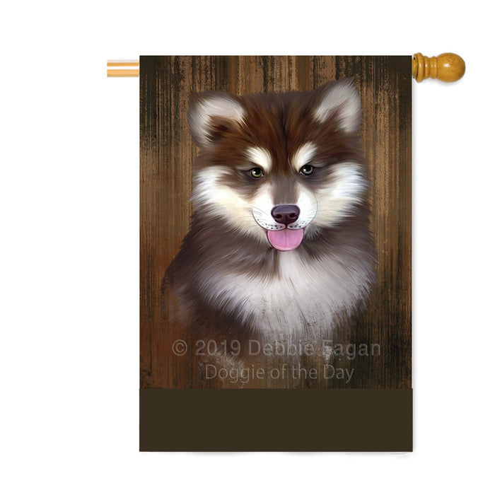 Personalized Rustic Alaskan Malamute Dog Custom House Flag FLG64466