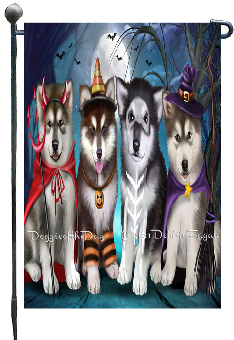 Happy Halloween Trick or Treat Alaskan Malamute Dogs Garden Flags- Outdoor Double Sided Garden Yard Porch Lawn Spring Decorative Vertical Home Flags 12 1/2"w x 18"h