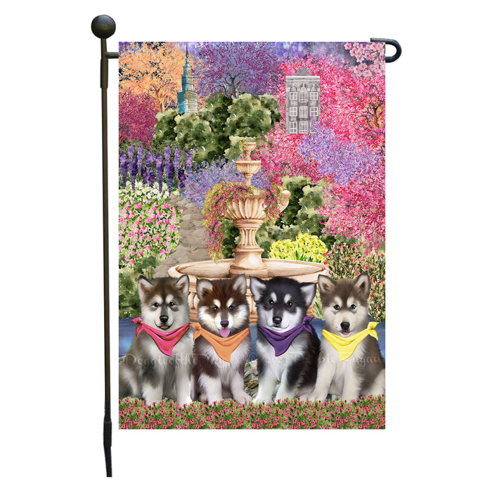 Alaskan Malamute Dogs Garden Flag: Explore a Variety of Designs, Weather Resistant, Double-Sided, Custom, Personalized, Outside Garden Yard Decor, Flags for Dog and Pet Lovers