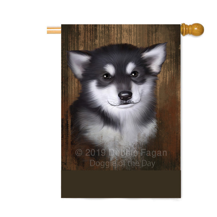 Personalized Rustic Alaskan Malamute Dog Custom House Flag FLG64467
