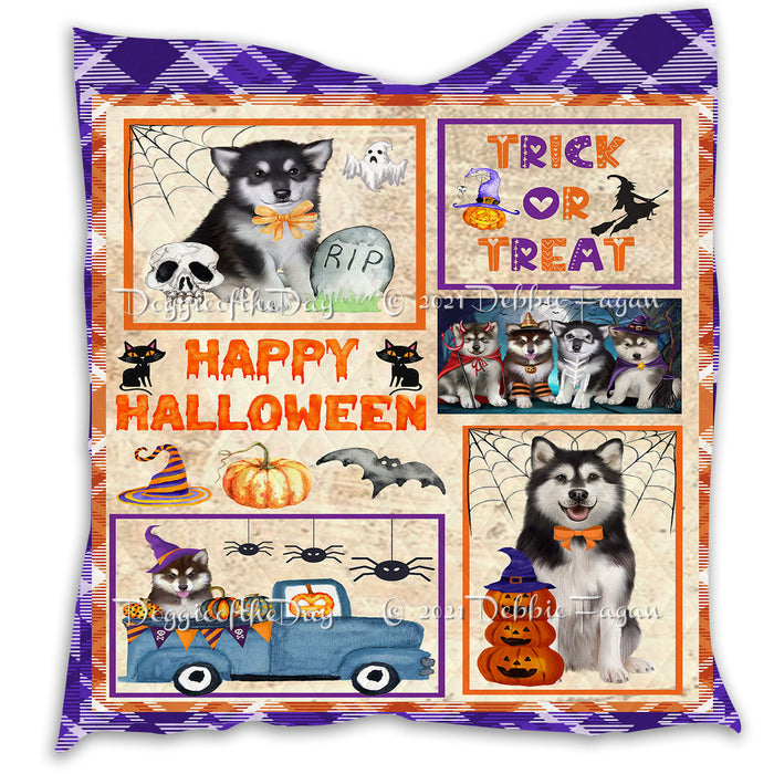Happy Halloween Trick or Treat Pumpkin Alaskan Malamute Dogs Lightweight Soft Bedspread Coverlet Bedding Quilt QUILT60681