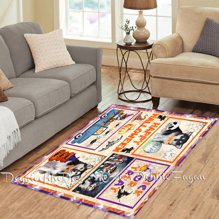 Happy Halloween Trick or Treat Alaskan Malamute Dogs Polyester Living Room Carpet Area Rug ARUG65354