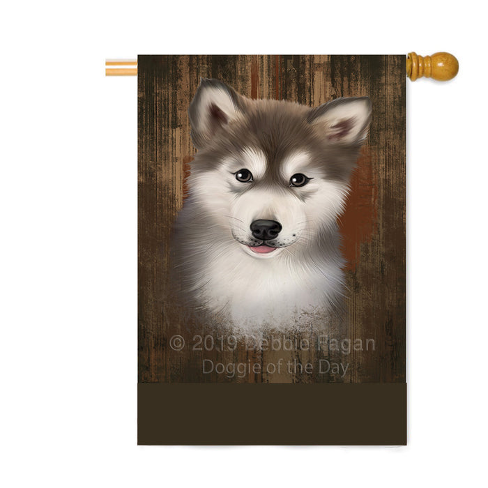Personalized Rustic Alaskan Malamute Dog Custom House Flag FLG64468