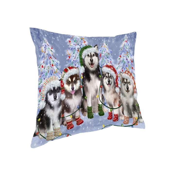 Christmas Lights and Alaskan Malamute Dogs Pillow with Top Quality High-Resolution Images - Ultra Soft Pet Pillows for Sleeping - Reversible & Comfort - Ideal Gift for Dog Lover - Cushion for Sofa Couch Bed - 100% Polyester