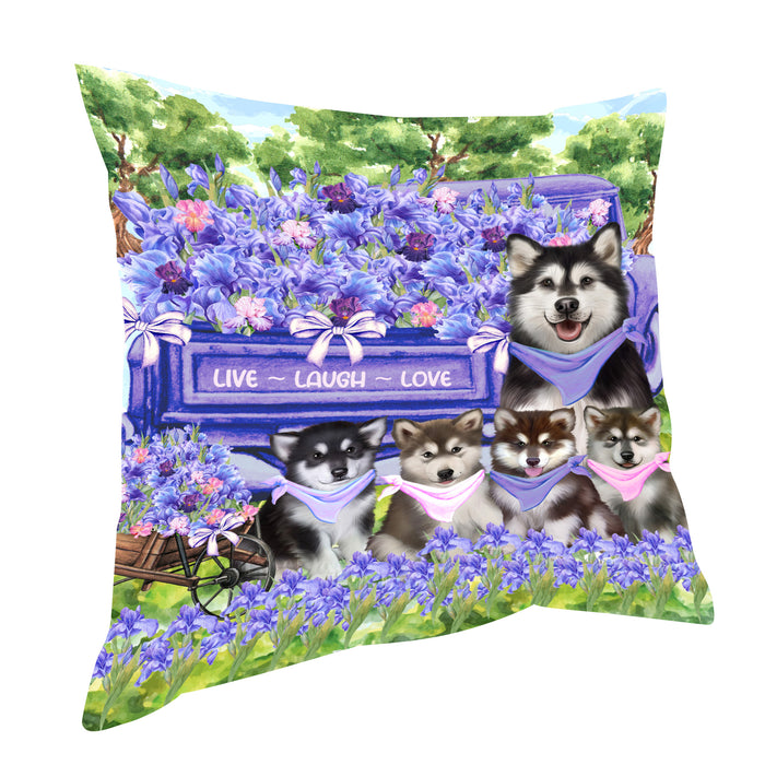 Alaskan Malamute Throw Pillow: Explore a Variety of Designs, Cushion Pillows for Sofa Couch Bed, Personalized, Custom, Dog Lover's Gifts
