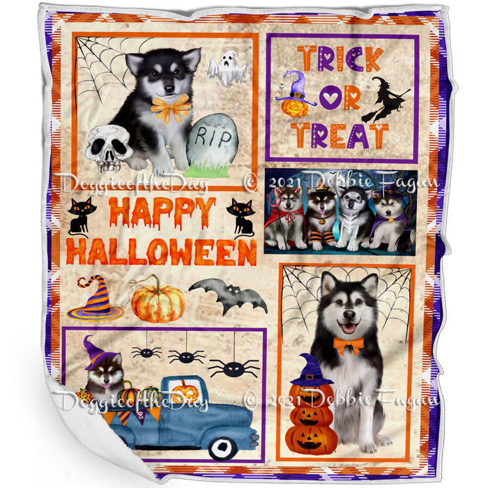 Happy Halloween Trick or Treat Alaskan Malamute Dogs Blanket BLNKT143704