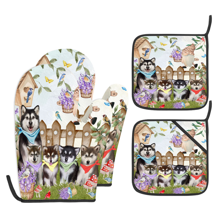 Alaskan Malamute Oven Mitts and Pot Holder Set, Explore a Variety of Personalized Designs, Custom, Kitchen Gloves for Cooking with Potholders, Pet and Dog Gift Lovers
