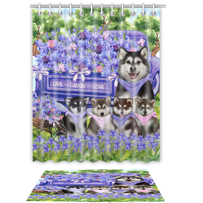 Alaskan Malamute Shower Curtain & Bath Mat Set: Explore a Variety of Designs, Custom, Personalized, Curtains with hooks and Rug Bathroom Decor, Gift for Dog and Pet Lovers