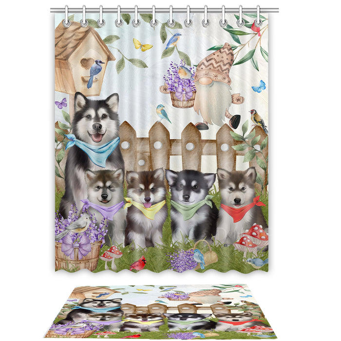 Alaskan Malamute Shower Curtain & Bath Mat Set, Custom, Explore a Variety of Designs, Personalized, Curtains with hooks and Rug Bathroom Decor, Halloween Gift for Dog Lovers
