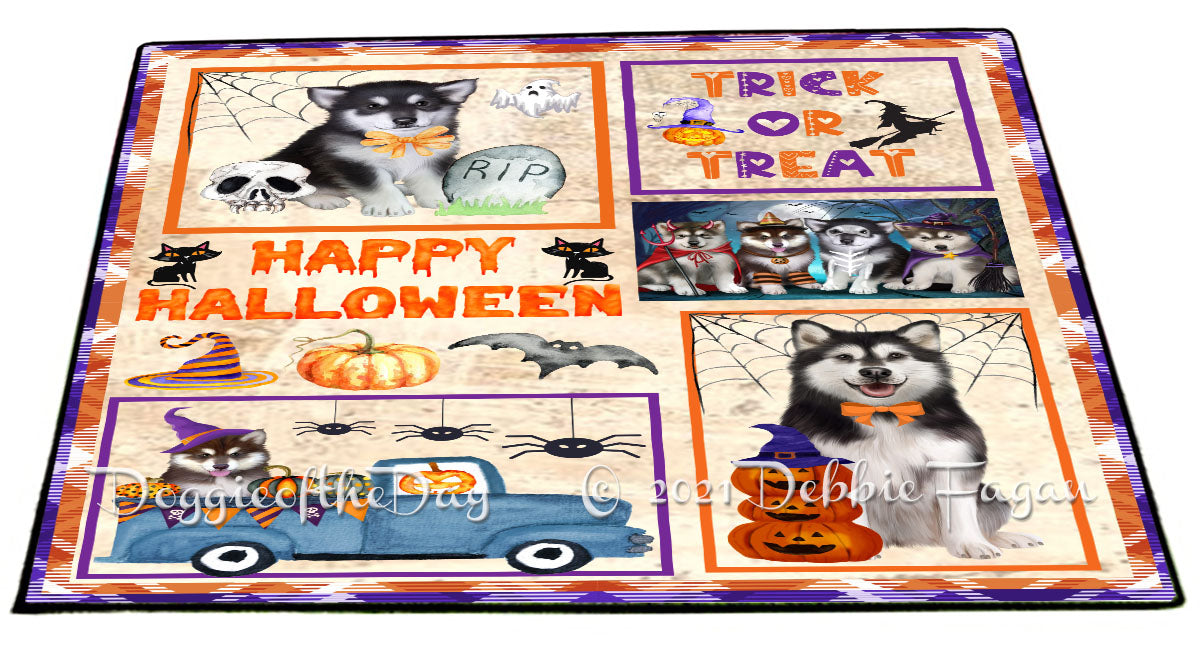 Happy Halloween Trick or Treat Alaskan Malamute Dogs Indoor/Outdoor Welcome Floormat - Premium Quality Washable Anti-Slip Doormat Rug FLMS57964