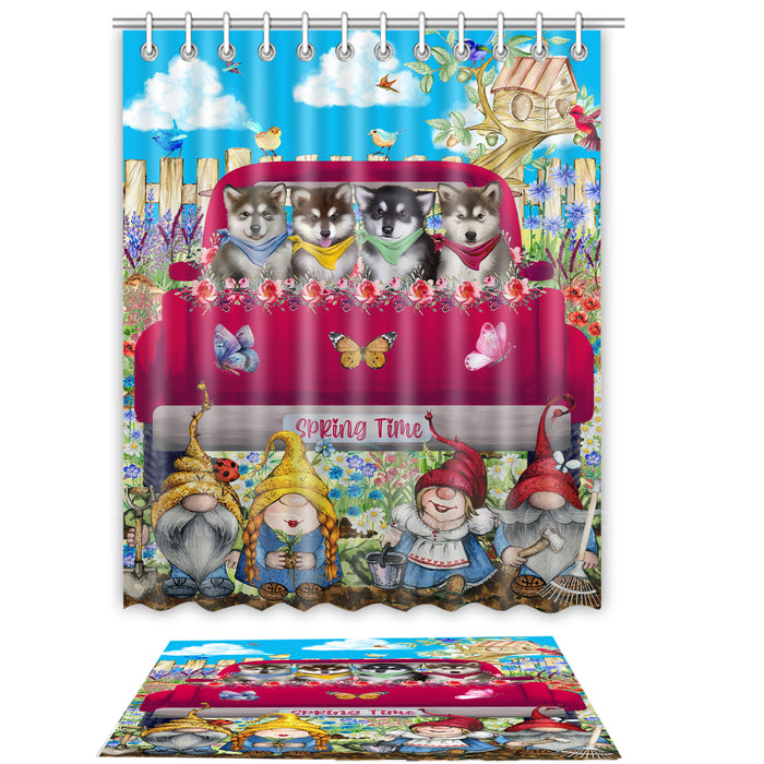 Alaskan Malamute Shower Curtain with Bath Mat Combo: Curtains with hooks and Rug Set Bathroom Decor, Custom, Explore a Variety of Designs, Personalized, Pet Gift for Dog Lovers